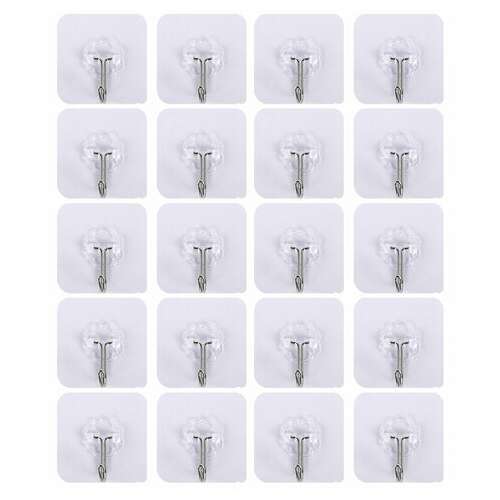  Крючки самоклеящиеся универсальные 6х6 см, комплект 20 шт., сталь + пвх, laima home, 608792 | Крючки и держатели самоклеящиеся