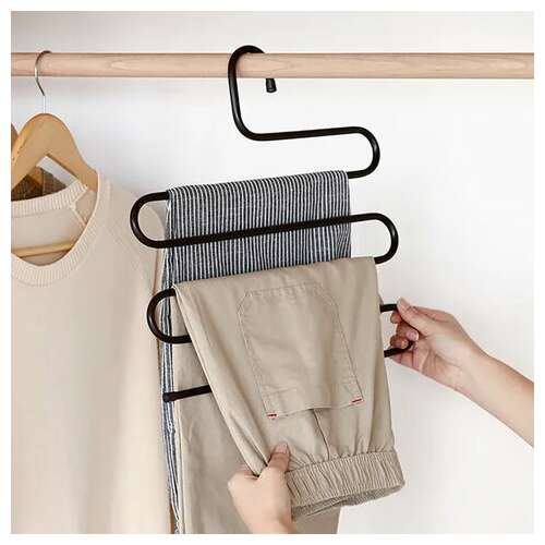  Вешалка для брюк и одежды "змейка", комплект 2 шт., 5 секций, размер 34х36 см, белые, brabix, 608466 | Вешалки-плечики