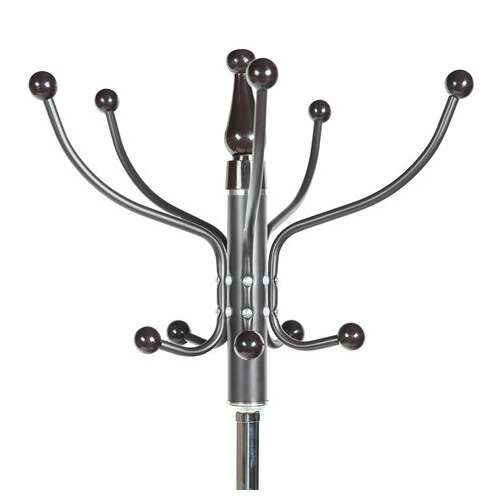  Вешалка-стойка brabix "cr-318", металл/мрамор, 1,8 м, на диске диаметром 36 см, 5 крючков+4 дополнительных, орех, 601743 | Вешалки-стойки