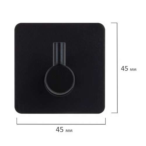  Крючки самоклеящиеся универсальные 4,5x4,5 см, комплект 4 шт., сталь, черные, laima home, 608786 | Крючки и держатели самоклеящиеся