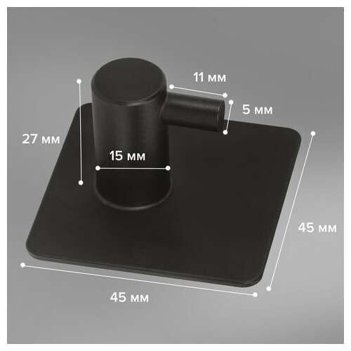  Крючки самоклеящиеся универсальные 4,5x4,5 см, комплект 4 шт., сталь, черные, laima home, 608786 | Крючки и держатели самоклеящиеся