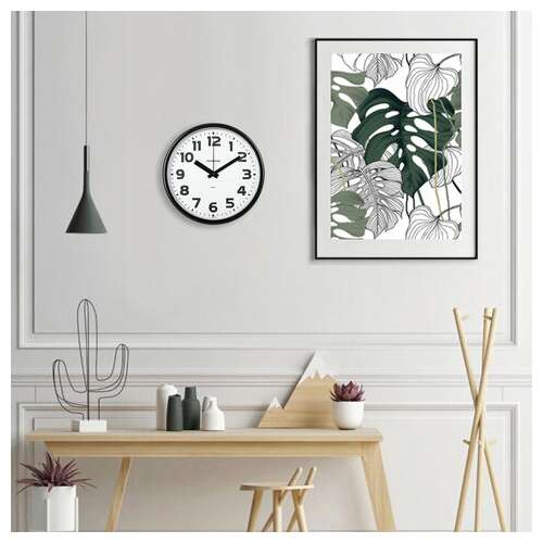  Часы настенные troykatime (troyka) 91900945, круг, белые, черная рамка, 23х23х4 см | Часы интерьерные