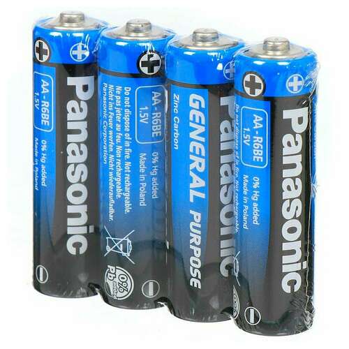  Батарейки комплект 4 шт., panasonic aa r6 (316), солевые, пальчиковые, в пленке, 1,5 в | Батарейки