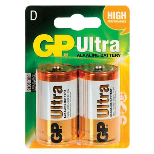  Батарейки gp ultra, d (lr20, 13а), алкалиновые, комплект 2 шт., блистер, 13au-cr2 | Батарейки