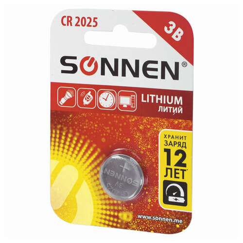  Батарейка sonnen lithium, cr2025, литиевая, 1 шт., в блистере, 451973 | Батарейки