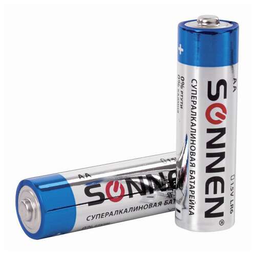  Батарейки комплект 4 шт., sonnen super alkaline, аа (lr6,15а), алкалиновые, пальчиковые, блистер, 451094 | Батарейки