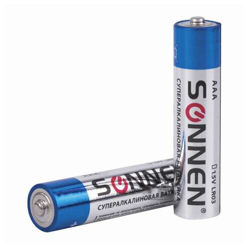 Батарейки комплект 4 шт., sonnen super alkaline, aaa (lr03, 24а), алкалиновые, мизинчиковые, в блистере, 451096  Батарейки комплект 4 шт., sonnen super alkaline, aaa (lr03, 24а), алкалиновые, мизинчиковые, в блистере, 451096 | Батарейки