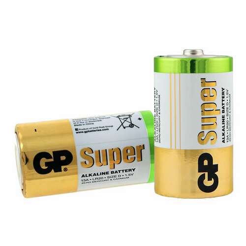  Батарейки gp super, d (lr20, 13а), алкалиновые, комплект 2 шт., блистер, 13a-2cr2 | Батарейки