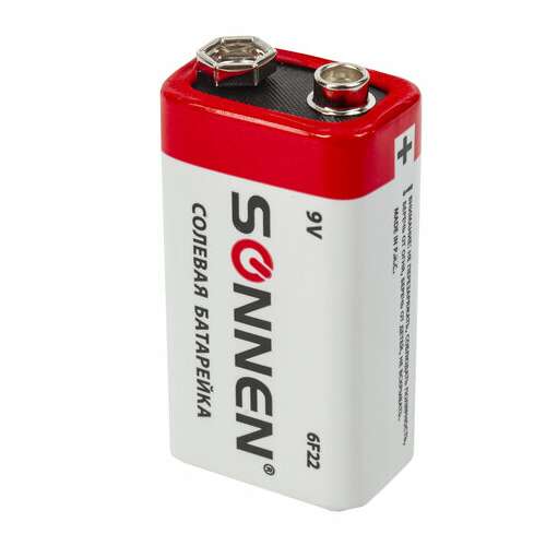  Батарейка sonnen, крона (6r61, 6f22, 1604), солевая, 1 шт., в пленке, 451101 | Батарейки