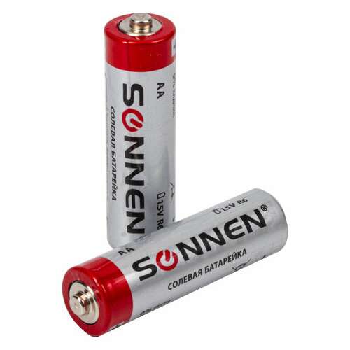  Батарейки комплект 4 шт., sonnen, аа (r6, 15а), солевые, пальчиковые, в пленке, 451097 | Батарейки