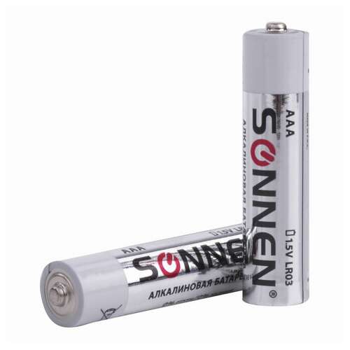  Батарейки комплект 2 шт., sonnen alkaline, aaa (lr03, 24а), алкалиновые, мизинчиковые, блистер, 451087 | Батарейки