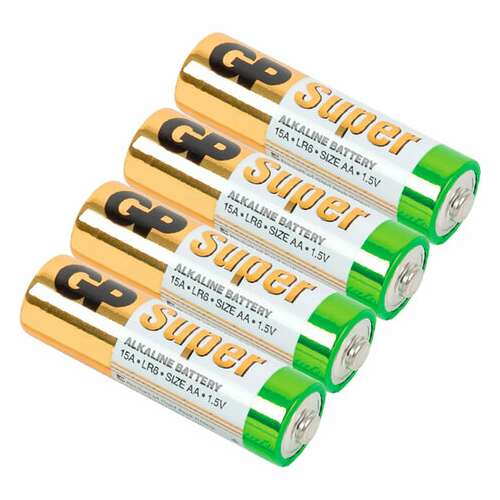  Батарейки комплект 4 шт., gp super, aa (lr06, 15а), алкалиновые, пальчиковые, в пленке, 15ars-2sb4 | Батарейки