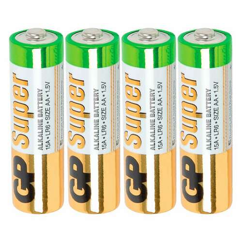  Батарейки комплект 4 шт., gp super, aa (lr06, 15а), алкалиновые, пальчиковые, в пленке, 15ars-2sb4 | Батарейки