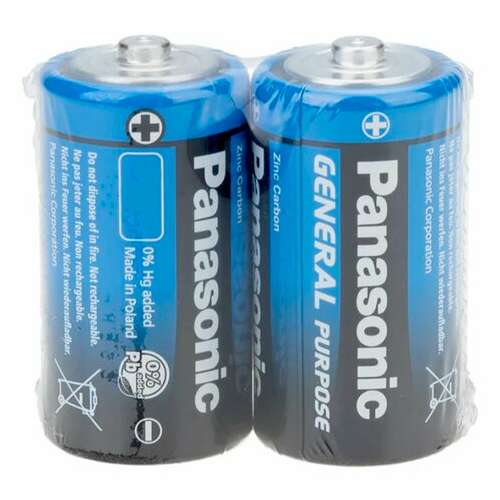  Батарейки комплект 2шт., panasonic d r20 (373), солевые, в пленке, 1.5 в | Батарейки