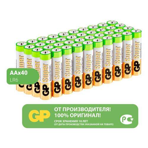  Батарейки gp super, aa (lr6, 15а), алкалиновые, пальчиковые, комплект 40 шт., 15a-2crvs, gp 15a-2crvs40 | Батарейки