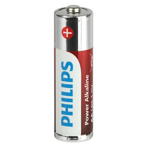  Батарейки алкалиновые "пальчиковые" комплект 12 шт., philips power alkaline, аа (lr6, 24а), блистер, б0064661 | Батарейки