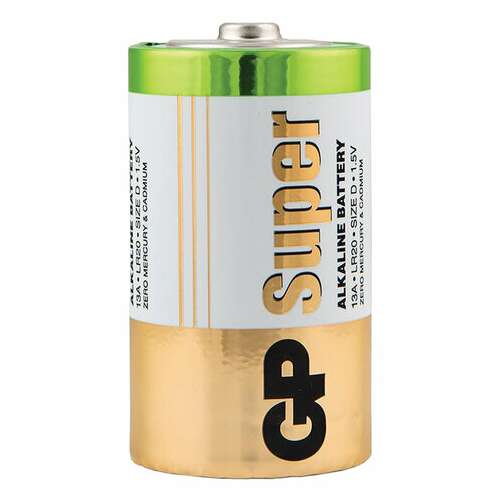  Батарейки gp super, d (lr20, 13а), алкалиновые, комплект 2 шт., в пленке, 13a-os2 | Батарейки