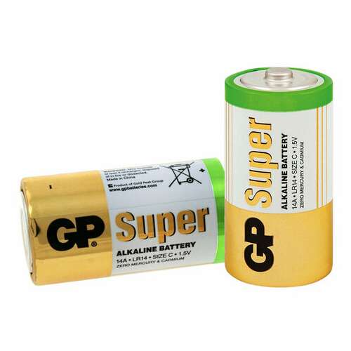  Батарейки gp super, с (lr14, 14а), алкалиновые, комплект 2 шт., в пленке, 14a-os2 | Батарейки