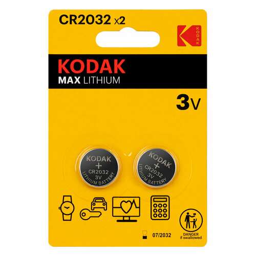  Батарейки литиевые kodak max lithium cr2032 "таблетки, дисковые, кнопочные" комплект 2 шт., блистер, б0037004 | Батарейки