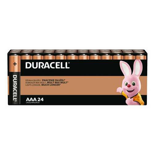  Батарейки комплект 24 шт., duracell basic оригинал, ааа (lr03, 24а), алкалиновые, мизинчиковые, б0064969 | Батарейки