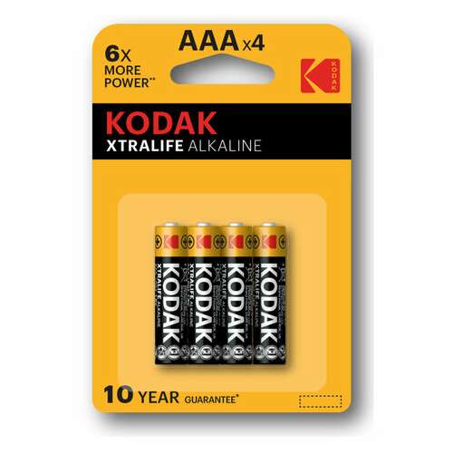  Батарейки алкалиновые "мизинчиковые" комплект 4 шт., kodak xtralife alkaline, ааа (lr03,15а), блистер, б0014329 | Батарейки
