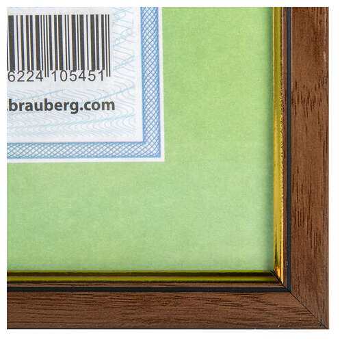  Рамка 21х30 см, пластик, багет 15 мм, brauberg "hit", орех с позолотой, стекло, 390708 | Рамки для дипломов, сертификатов, грамот, фотографий