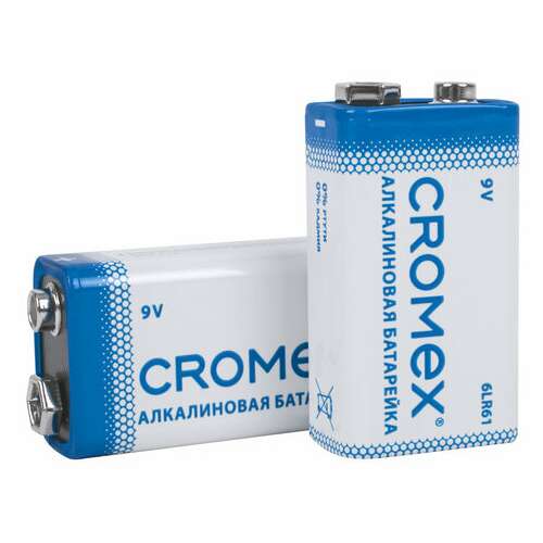  Батарейки алкалиновые комплект 4 шт., cromex alkaline, крона 9v (6lr61, 6lf22, 1604a), короб, 456453 | Батарейки