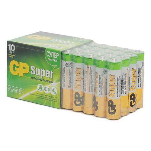 Батарейки gp super, aaa (lr03, 24а), алкалиновые, мизинчиковые, комплект 40 шт., 24a-2crvs40, gp 24a-2crvs40 | Батарейки