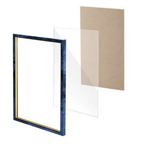  Рамка 21х30 см, пластик, багет 15 мм, brauberg "hit", синий мрамор с позолотой, стекло, 390705 | Рамки для дипломов, сертификатов, грамот, фотографий