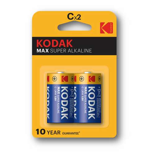  Батарейки алкалиновые комплект 2 шт., kodak max super alkaline, c (lr14, 14а), блистер, б0005123 | Батарейки