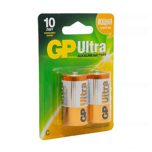  Батарейки gp ultra, с (lr14, 14 а), алкалиновые, комплект 2 шт., блистер, 14au-2cr2 | Батарейки