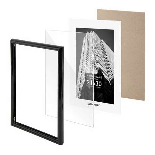  Рамка 21х30 см небьющаяся, багет 14 мм, пластик, brauberg "original", черная, 391229 | Рамки для дипломов, сертификатов, грамот, фотографий