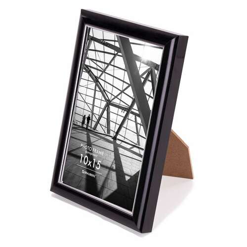  Рамка 10х15 см небьющаяся, багет 14,6 мм, пластик, brauberg "original line", черная/серебро, 391233 | Рамки для дипломов, сертификатов, грамот, фотографий