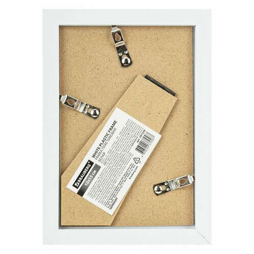  Рамка 10х15 см небьющаяся, багет 17,5 мм, пластик, brauberg "colorful", белая, 391239 | Рамки для дипломов, сертификатов, грамот, фотографий