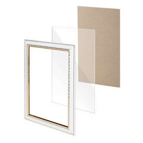  Рамка 21х30 см, пластик, багет 30 мм, brauberg "hit4", белая с двойной позолотой, стекло, 390992 | Рамки для дипломов, сертификатов, грамот, фотографий