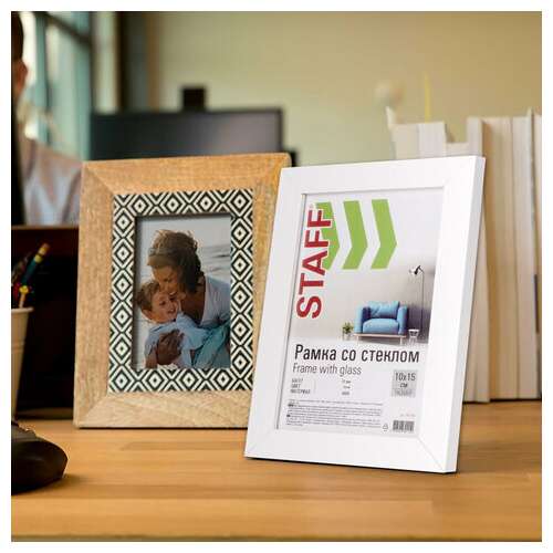  Рамка 10х15 см белая staff "grand", багет 18 мм, стекло, мдф, 391208 | Рамки для дипломов, сертификатов, грамот, фотографий
