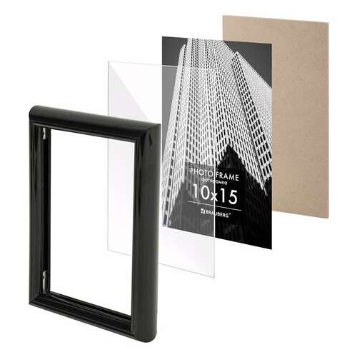  Рамка 10х15 см небьющаяся, багет 14 мм, пластик, brauberg "original", черная, 391227 | Рамки для дипломов, сертификатов, грамот, фотографий