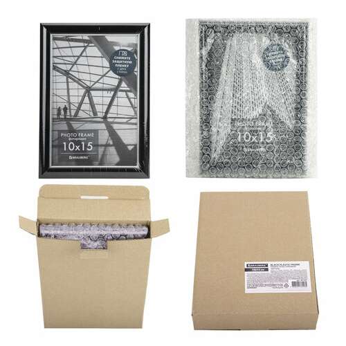  Рамка 10х15 см небьющаяся, багет 14 мм, пластик, brauberg "original", черная, 391227 | Рамки для дипломов, сертификатов, грамот, фотографий