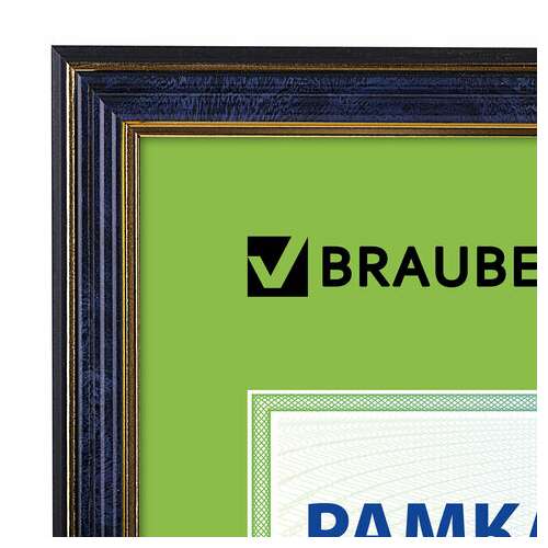  Рамка 21х30 см, пластик, багет 20 мм, brauberg "hit3", синий мрамор с двойной позолотой, стекло, 390988 | Рамки для дипломов, сертификатов, грамот, фотографий