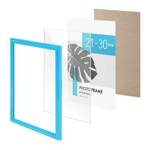  Рамка 21х30 см небьющаяся, багет 17,5 мм, пластик, brauberg "colorful", голубая, 391238 | Рамки для дипломов, сертификатов, грамот, фотографий