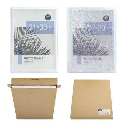  Рамка 21х30 см небьющаяся, багет 17,5 мм, пластик, brauberg "colorful", белая, 391241 | Рамки для дипломов, сертификатов, грамот, фотографий