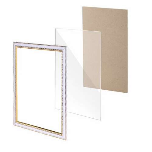  Рамка 30х40 см, пластик, багет 30 мм, brauberg "hit4", белая с двойной позолотой, стекло, 391002 | Рамки для дипломов, сертификатов, грамот, фотографий