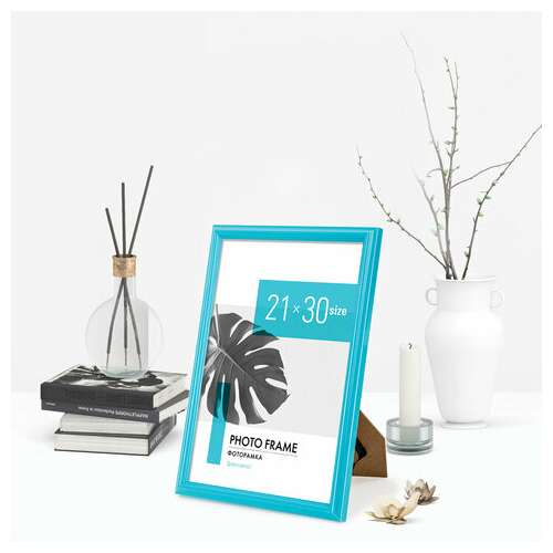  Рамка 21х30 см небьющаяся, багет 17,5 мм, пластик, brauberg "colorful", голубая, 391238 | Рамки для дипломов, сертификатов, грамот, фотографий
