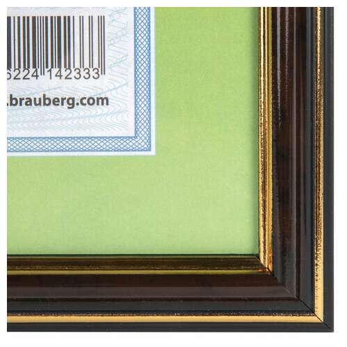  Рамка 21х30 см, пластик, багет 20 мм, brauberg "hit3", красное дерево с двойной позолотой, стекло, 390986 | Рамки для дипломов, сертификатов, грамот, фотографий