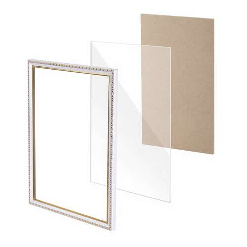  Рамка 21х30 см, пластик, багет 16 мм, brauberg hit5, белая с двойной позолотой, стекло, 391077 | Рамки для дипломов, сертификатов, грамот, фотографий