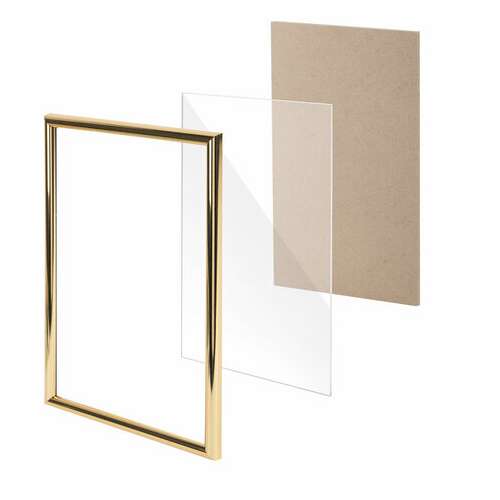  Рамка 21х30 см, пластик, багет 12 мм, brauberg "hit2", золото, стекло, 390945 | Рамки для дипломов, сертификатов, грамот, фотографий