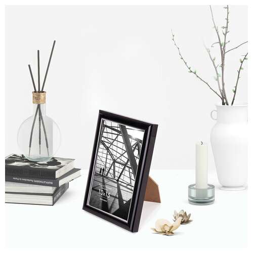  Рамка 10х15 см небьющаяся, багет 14,6 мм, пластик, brauberg "original line", черная/серебро, 391233 | Рамки для дипломов, сертификатов, грамот, фотографий