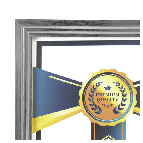  Рамка 21х30 см небьющаяся, багет 15 мм пластик, brauberg "respect", серебристая, 391271 | Рамки для дипломов, сертификатов, грамот, фотографий