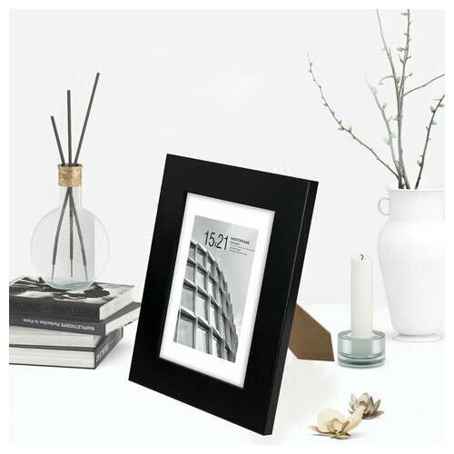  Рамка 15х21 см с паспарту 10х15 см небьющаяся, багет 40 мм, мдф, brauberg "malcolm", черная, 391268 | Рамки для дипломов, сертификатов, грамот, фотографий