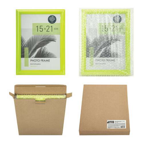  Рамка 15х21 см небьющаяся, багет 17,5 мм, пластик, brauberg "colorful", салатовая, 391243 | Рамки для дипломов, сертификатов, грамот, фотографий